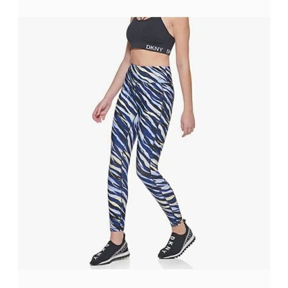 DKNY SPORT tiger stripe leggings, high waist,  7/8 length, NWT, M - Picture 2 of 6